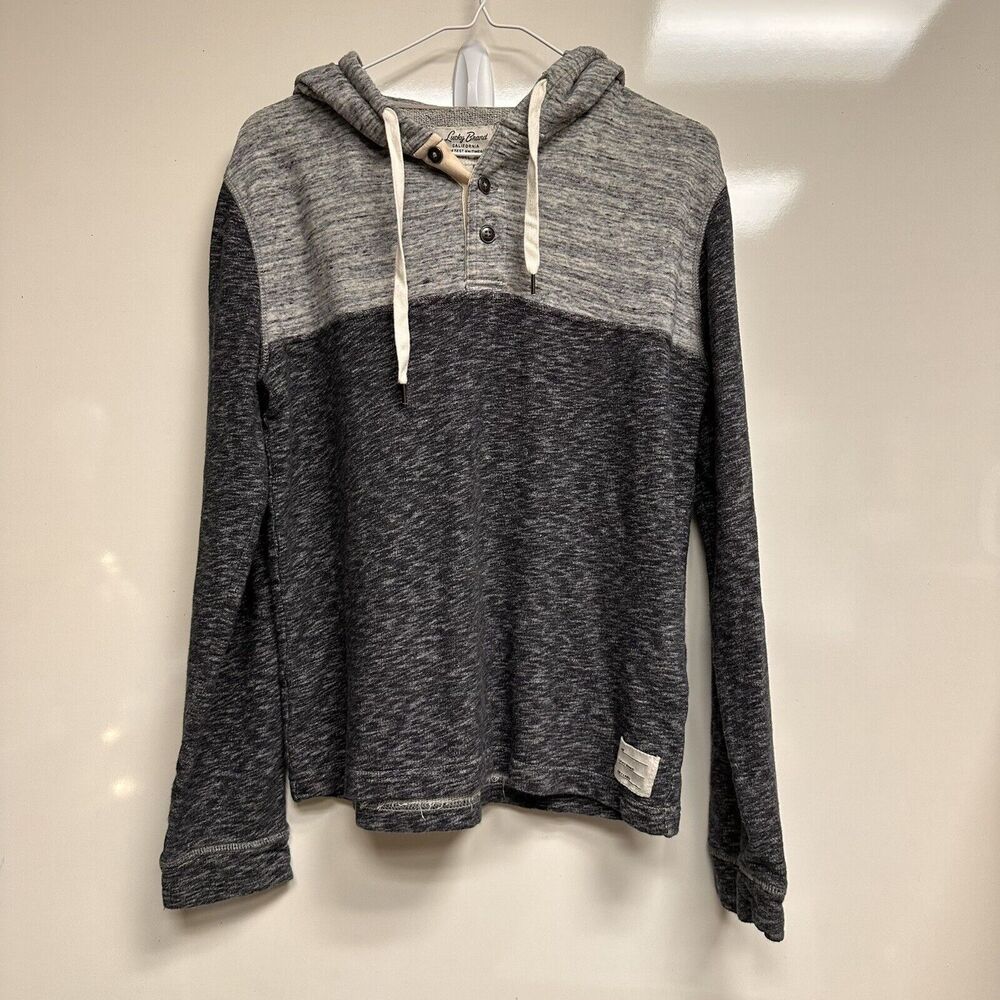 Lucky Brand Womens Grey Long Sleeved Hoodie Shirt Drawstring Softest Knit Size S